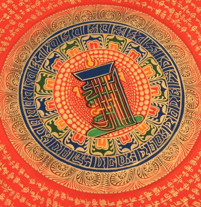 【送料無料】 〔一点物〕タンカ カーラチャクラ アシュタマンガラ 八吉祥曼荼羅 Ashtamangala 75x75cm / 仏画 マンダラ チベット 手描き 曼陀羅 インド 本 印刷物 ステッカー ポストカード ポスター