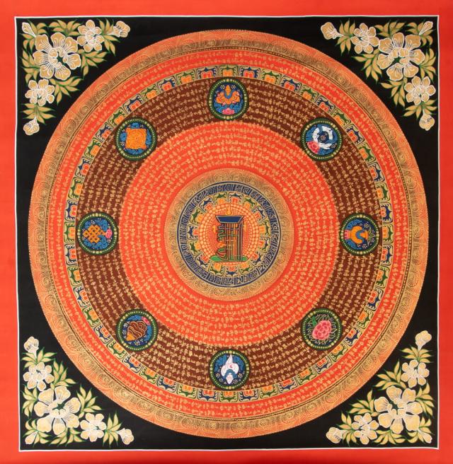 送料無料】 〔一点物〕タンカ カーラチャクラ アシュタマンガラ 八吉祥