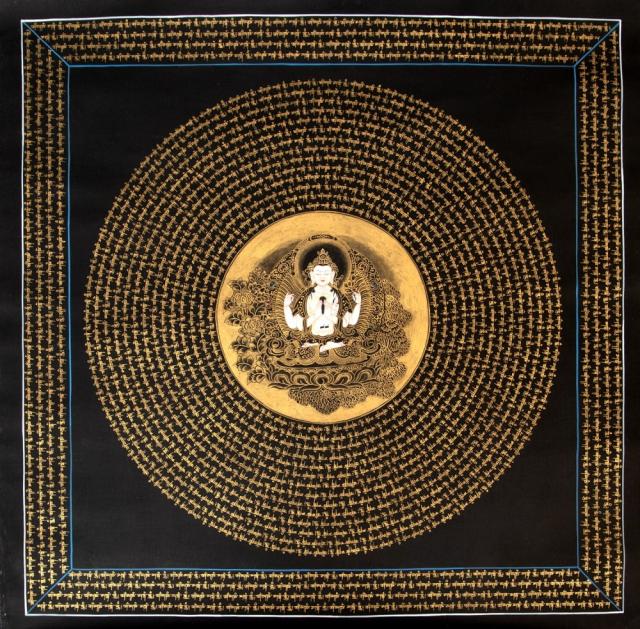 タンカ 仏画 肉筆 仏教美術 チベット マンダラ 約75㎝×約58㎝ 美品。 タンカ 仏画 肉筆 仏教美術 チベット マンダラ 約75㎝×約58㎝ 美品。