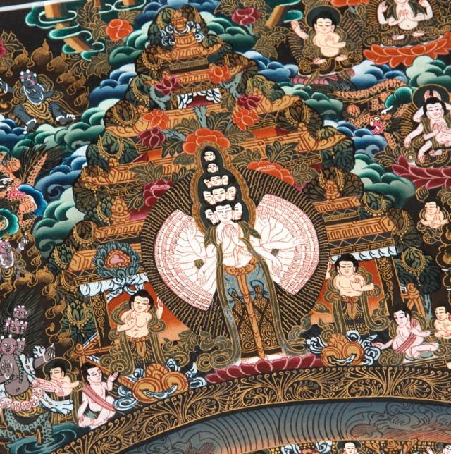 【貨物輸送無料】 〔Raj Lama作 一点物 総合博物館取って置く品級〕タンカ 大円蓮華界曼荼羅 68x93糎 / 仏画 マンダラ 西蔵 手書き 曼陀羅 バーラット 本 印刷物 ステッカー 郵便受け歌留多 貼り出し