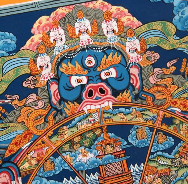 仏曼荼羅 六道輪廻図 骨董品 保存品 一点物〕タンカ - Wheel of