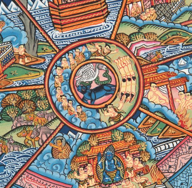 【送料無料】 〔一点物〕タンカ Wheel of existance 六道輪廻図 30cm 40cm / 観音菩薩 仏画 マンダラ チベット 曼荼羅 曼陀羅 インド 本 印刷物 ステッカー ポストカード ポスター