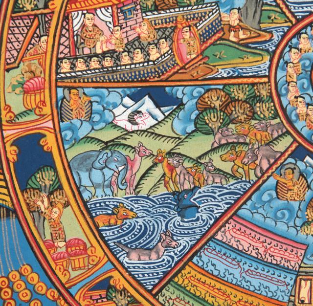 【送料無料】 〔一点物〕タンカ Wheel of existance 六道輪廻図 30cm 40cm / 観音菩薩 仏画 マンダラ チベット 曼荼羅 曼陀羅 インド 本 印刷物 ステッカー ポストカード ポスター
