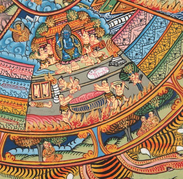【送料無料】 〔一点物〕タンカ Wheel of existance 六道輪廻図 30cm 40cm / 観音菩薩 仏画 マンダラ チベット 曼荼羅 曼陀羅 インド 本 印刷物 ステッカー ポストカード ポスター
