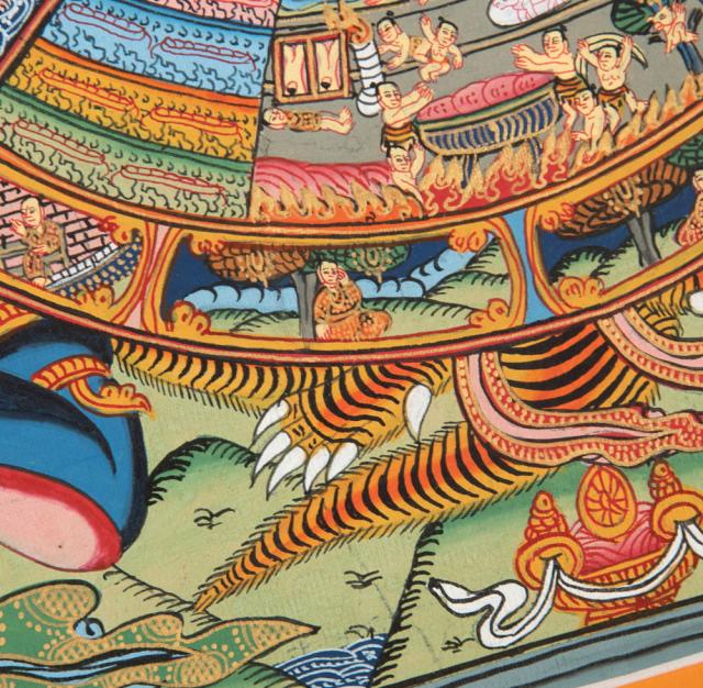 【送料無料】 〔一点物〕タンカ Wheel of existance 六道輪廻図 30cm 40cm / 観音菩薩 仏画 マンダラ チベット 曼荼羅 曼陀羅 インド 本 印刷物 ステッカー ポストカード ポスター