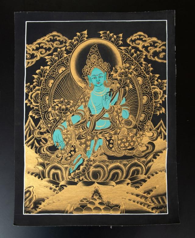 チベット タンカ、グリーンターラ、ターラ菩薩