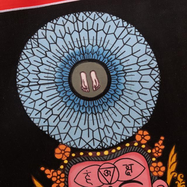 【送料無料】 〔一点物〕タンカ チャクラ人体曼荼羅 エネルギー体図 52cm x 20cm / 仏画 マンダラ 曼陀羅 インド 本 印刷物 ステッカー ポストカード ポスター