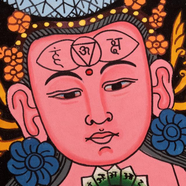 【送料無料】 〔一点物〕タンカ チャクラ人体曼荼羅 エネルギー体図 52cm x 20cm / 仏画 マンダラ 曼陀羅 インド 本 印刷物 ステッカー ポストカード ポスター