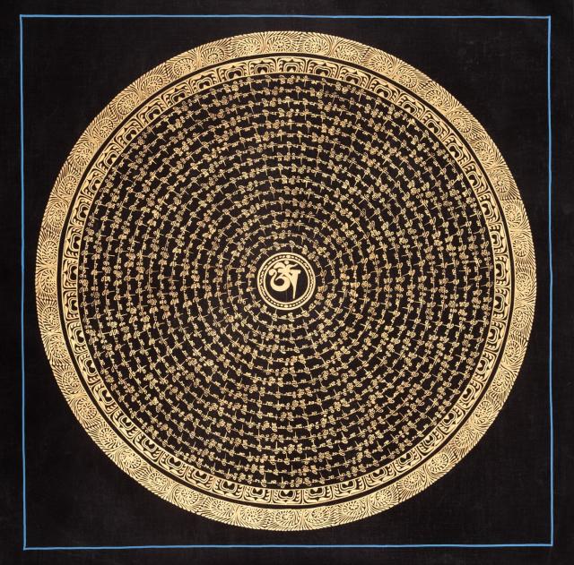 送料無料】 〔一点物〕タンカ オーン種子曼荼羅 56cm x / 仏画