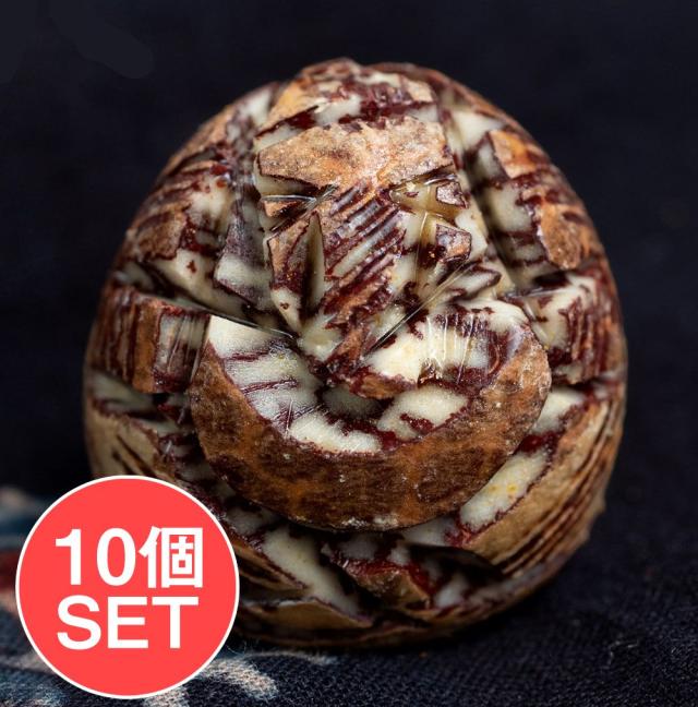【10個セット】キンマの実に彫られたガネーシャ Supari Ganesh / ガネーシャ像 パーン インド 神様 エスニック アジア 雑貨