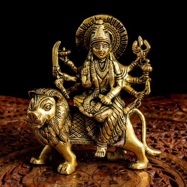 【送料無料】 ブラス製 ドゥルガー 14cm / durga 神像 パールヴァティ 開運 インド 神様 置物 エスニック アジア 雑貨