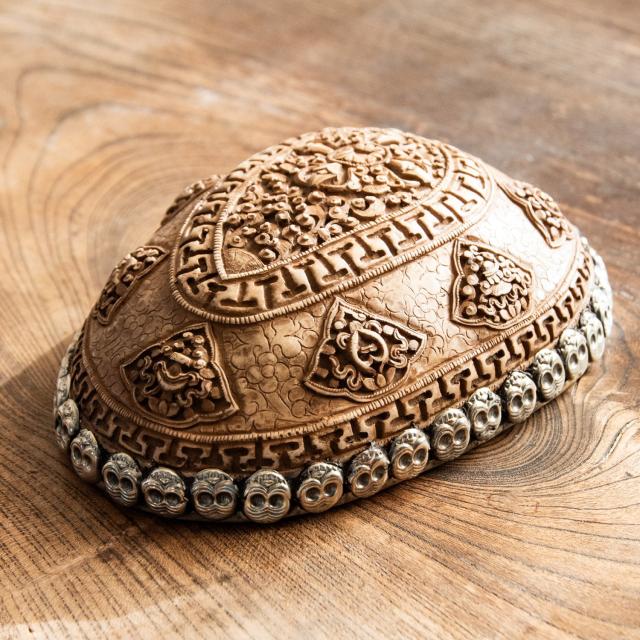 【送料無料】 頭骨杯 カパラ 約17cm×13cm×6cm / 骸骨 ガイコツ スカル 髑髏 チベット密教 インド 神様 置物 エスニック アジア 雑貨