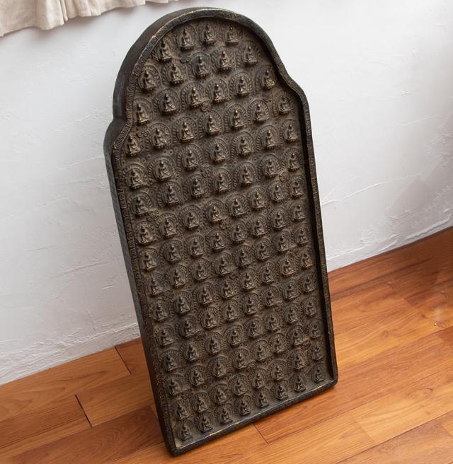 【送料無料】 アクショービャ 阿しゅく如来 108尊の木板【木製 一点物 高さ 91cm】 / チベット チベット仏像 チベット密教 ネパール仏像 ブッダ像 アジアン インテリア エスニックの通販は 108,890円