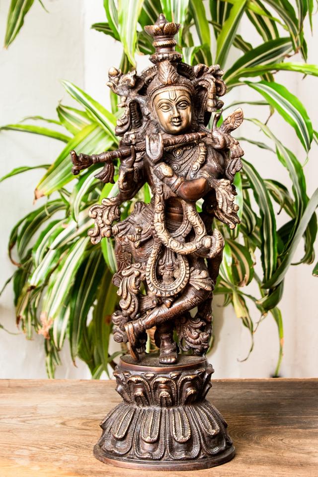 ヴィシュヌ クリシュナ ブラフマー 仏像 立像 重厚なブラス製 高さ