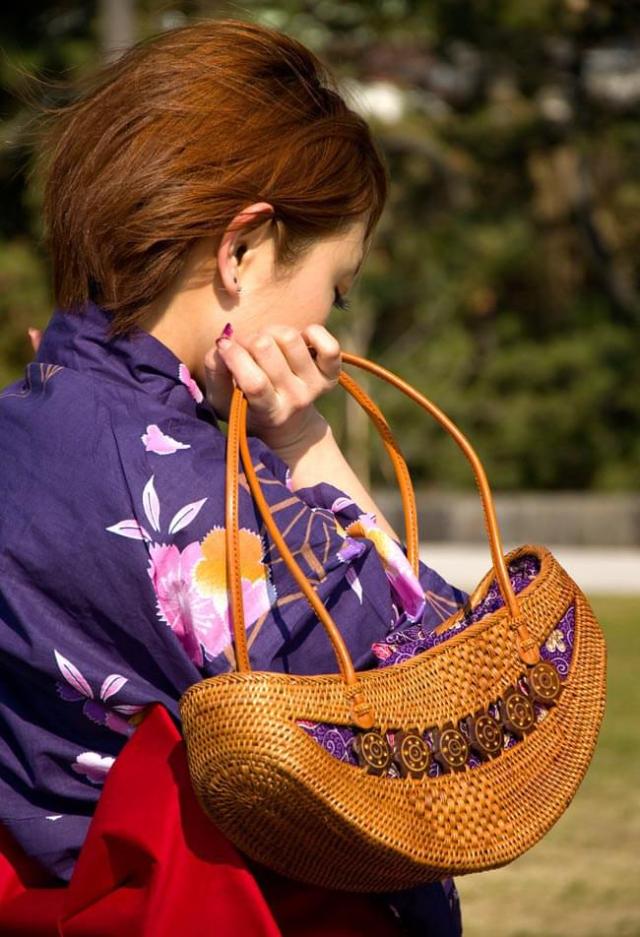 送料無料】 アタバッグ【約17cm x 31cm】 / かごバッグ アタかご 巾着