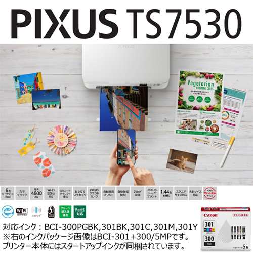 CANON(キヤノン) PIXUS(ピクサス) TS7530WH(ホワイト) インクジェット