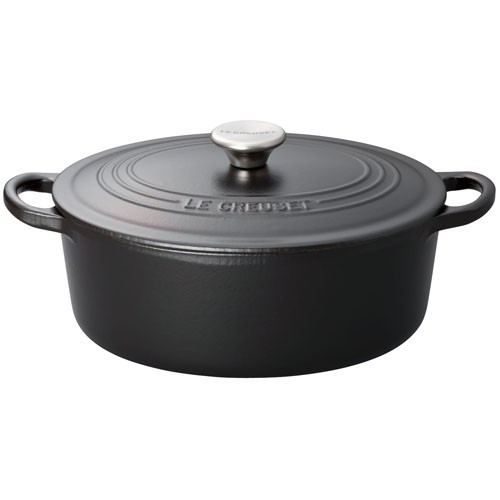 ル・クルーゼ(LE CREUSET) ココット オーバル IH対応 両手鍋 25cm 2102-25(マットブラック)