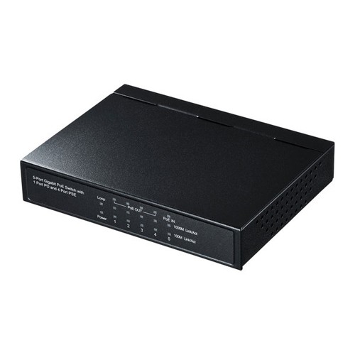 サンワサプライ LAN-GIH5PSEPD ギガビットスイッチングハブ(5ポート、PoE受電給電両対応)