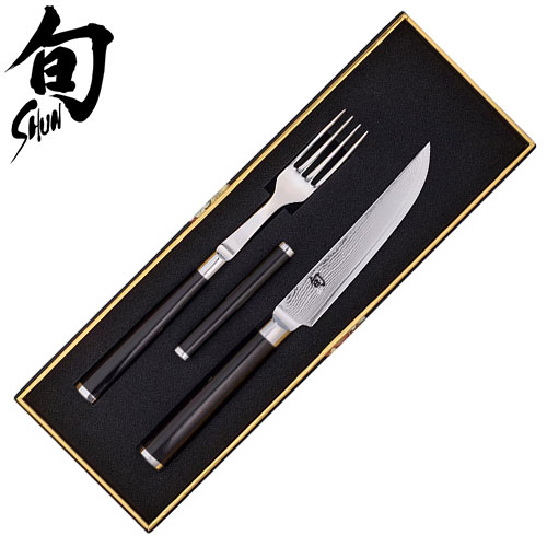 カトラリーセット 貝印(KAI）カーショー 旬 Classic ステーキナイフ＆フォークセット（レスト付）専用箱入り TK100BK 切れ味抜群 日本製 レストラン ビストロ 飲食店 バー ホテル ギフト プレゼント 贈答品