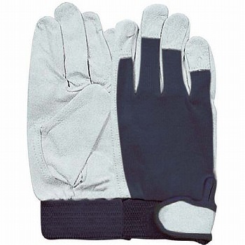 【革手袋・皮手袋】豚革手袋 甲メリヤス マジック付 (シロ [10双入] 品番:R-29 （M・L・LLサイズ おたふく手袋 （作業用手袋 マジ_2