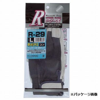 【革手袋・皮手袋】豚革手袋 甲メリヤス マジック付 (シロ [10双入] 品番:R-29 （M・L・LLサイズ おたふく手袋 （作業用手袋 マジ_4