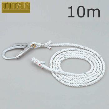親綱 命綱 ロープ サンコー（タイタン/TITAN） 垂直親綱 大型フック付き 10m 赤芯入りテトロンロープ(16mm) TSR-24-10m 高所作業 安全用品の通販は