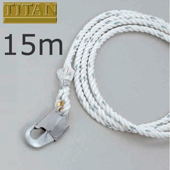 親綱 命綱 ロープ サンコー（タイタン/TITAN） 垂直親綱 小型フック付き 15m 赤芯入りテトロンロープ(16mm) TSR-29-15m 高所作業 安全用の通販は 11,963円