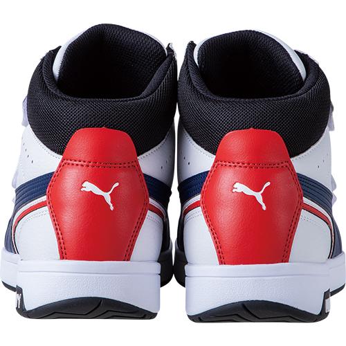 安全靴PUMA レッド スニーカー ベルクロ PUMA 安全靴 プーマ ハイカット RIDER 2.0 MID マジックタイプ 衝撃