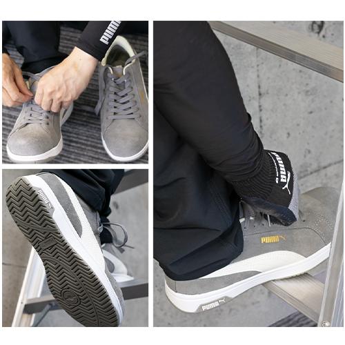 安全靴 PUMA プーマ 新作 アイコニック スエード ICONIC SUEDE LOW 2025年 新作 スニーカー 紐 紐靴 本革 スエード 静電 おしゃれ メンズ レディース 人気 かっこいい セーフティー 建築 建設 運送 工場 3e 25.0~2