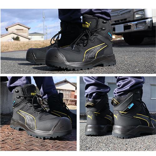 【期間限定ポイント10倍！】安全靴 ハイカット PUMA プーマ ユーロモデル EU ROCK HD CTX MID 63.270.0 2026年 メンズ レディース 紐靴 ミッドカット ミドルカット スニーカー 作業靴 JSAA規格 軽量 かっこいい お