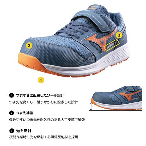 安全靴 ミズノ MIZUNO ALMIGHTY EU33L オールマイティ 2023年 新作 スニーカー メンズ レディース ニットメッシュ スニーカー マジックテープ ベルト つまずき防止 おしゃれ 人気 かっこいい JSAA規格 樹脂先芯 倉庫業 運送_2