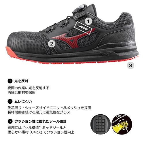 安全靴 ミズノ MIZUNO ALMIGHTY LSll 52L BOA オールマイティ Ltd