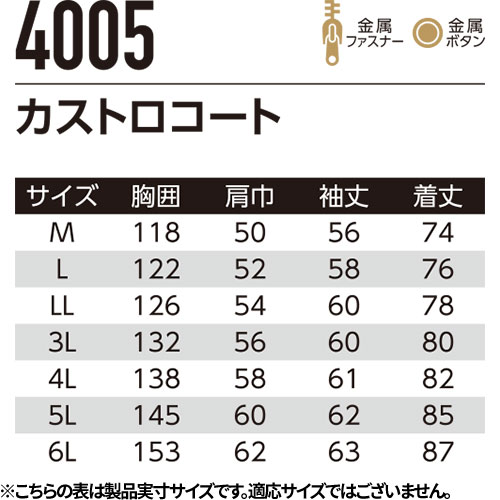 防寒コート Asahicho 旭蝶繊維 カストロコート 4005 作業着 防寒 作業服 ドカジャン メンズ レディース 上着 ブルゾン ジャケット ジャンパー 防寒着 防寒服 防寒作業服 防寒グッズ 防寒アイテム 冬用 アウトドア レジャー キャンプ_1