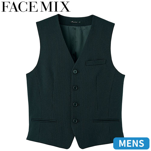 ベスト 制服 ユニフォーム FACEMIX フェイスミックス メンズストレッチベスト（ストライプ） FV1008M 飲食店 レストラン カフェ バー メンズ バーテンダー ホテル おしゃれ かっこいい