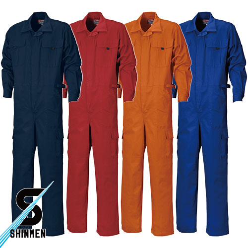 作業服 つなぎ シンメン 綿ストレッ管服（つなぎ） 脇ポケ付 1127 作業着 通年 秋冬 オーバーオール
