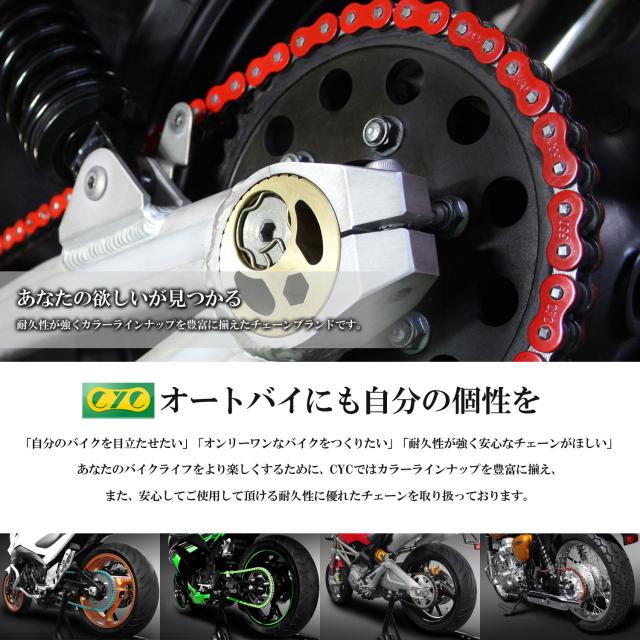 CYCバイクチェーン 530-120L グリーン RZV500 YZX750 SR500 FZS1000フェザー FZR600 YZF1000 FZ-6S/N YZF-R1 FZR600R_1