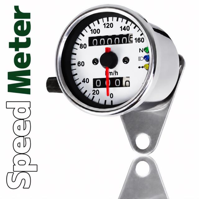 汎用 バイク 機械式 スピードメーター 速度計 60mm 160km/h 3連 ステー