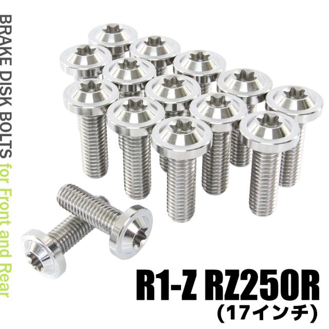 チタンボルト ヤマハ R1-Z RZ250R 17インチ専用 ブレーキディスクボルト 前後セット フロント リア 15本セット M8×25 P1.25 シルバー カスタム