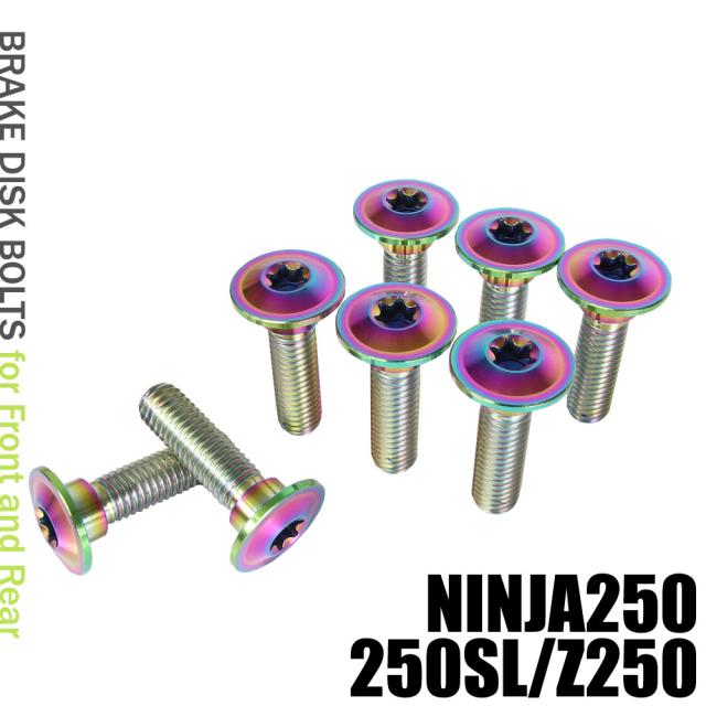 チタンボルト カワサキ NINJA250 NINJA250SL Z250専用 ブレーキディスクボルト 前後セット フロント リア 8本セット M8×30 P1.25 焼き色 軽量化 カスタム ネジ
