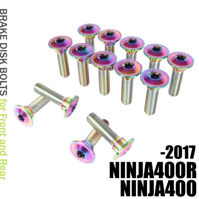 チタンボルト カワサキ NINJA400R/NINJA400 -2017専用 ブレーキディスクボルト 前後セット フロント リア 14本セット M8×30 P1.25 焼き色 軽量化 カスタム ネジ