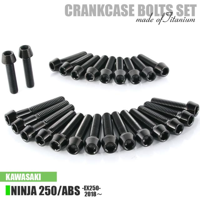 チタンボルト カワサキ Ninja250/ABS専用 ニンジャ250 EX250 2018- クランクケース エンジンカバー ボルト セット 25本 ブラック 軽量化 カスタム ネジの通販は 8,790円