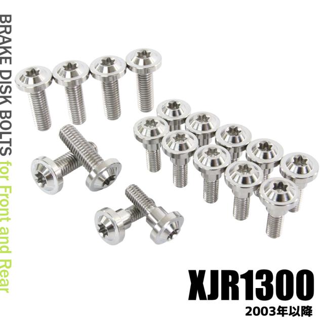 チタンボルト ヤマハ XJR1300 2003年以降専用 ブレーキディスクボルト 前後セット フロント リア 18本セット M6×20 P1.0 M8×25 P1.25 シルバー カスタム