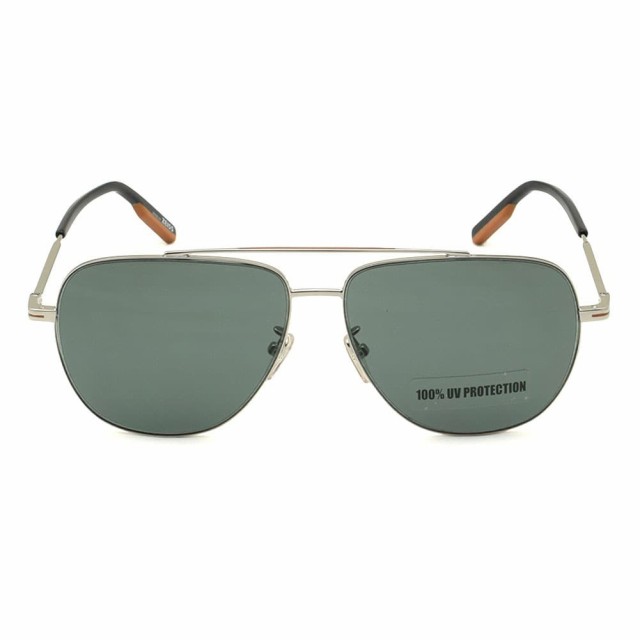 [即日発送]ゼニア メンズ&レディース サングラス/ZEGNA ツーブリッジ UVカット ティアドロップ型 サングラス グレー/シルバー 送料無料/込 卒業祝入学祝プレゼント