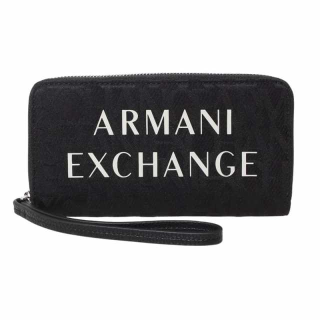 アルマーニエクスチェンジ メンズ&レディース 長財布 ロングウォレット/ARMANI EXCHANGE ラウンドファスナー ロゴ柄 ストラップ 長財布