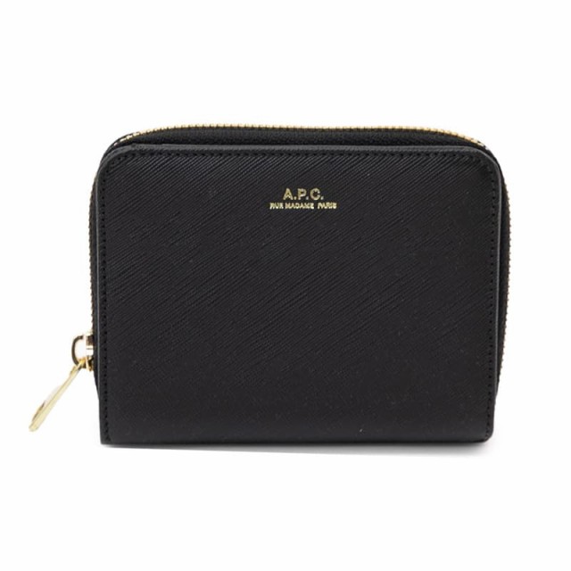 [即日発送]アーペーセー レディース 二つ折り財布/APC EMMANUELLE COMPACT WALLET レザー ロゴ 二つ折り財布 ブラック  /込 父の 今だけ価格