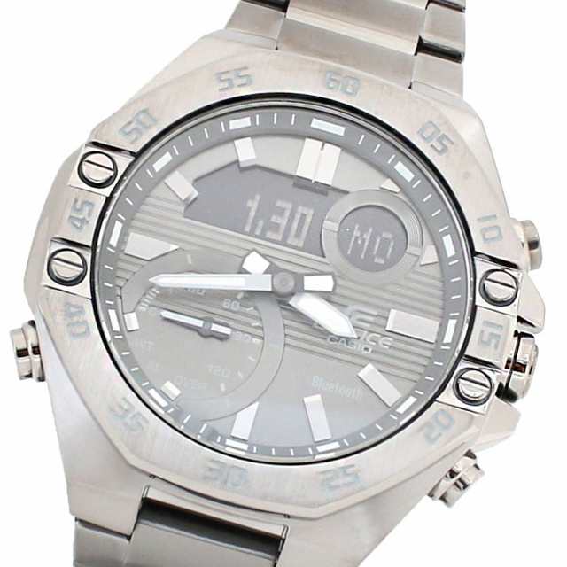 カシオ メンズ&レディース 腕時計/CASIO EDIFICE アナデジ ステンレスベルト 3連ベルト 腕時計 ガンメタ 送料無料/込 父の日ギフトの通販は