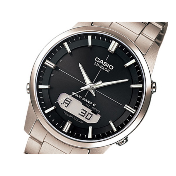 カシオ メンズ 腕時計/CASIO リニエージ 電波 ソーラー 腕時計 ブラック/シルバー/アンバー 送料無料/込 誕生日プレゼント