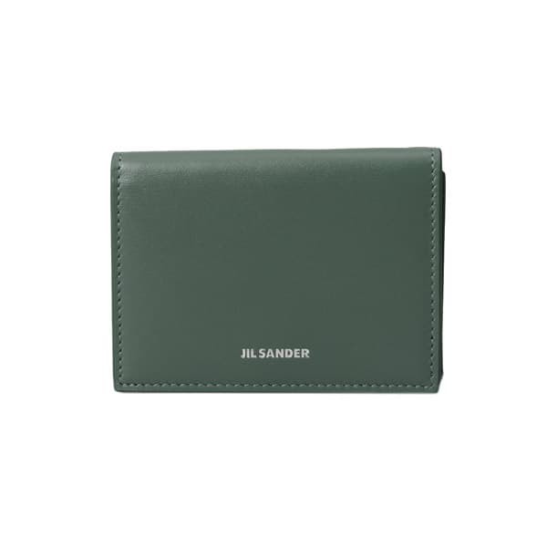 ジルサンダー レディース&メンズ 三つ折り財布 ミニ財布/JIL SANDER TINY WALLET レザー ロゴ シンプル 三つ折り財布 ミニ財布 ダークグ