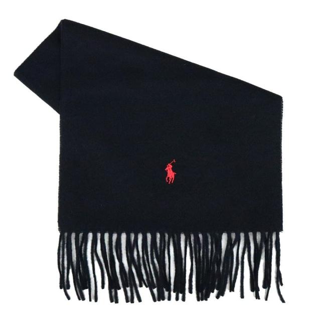 [即日発送]ポロラルフローレン メンズ&レディース マフラー/Polo Ralph Lauren ウール フリンジ 無地 マフラー ブラック レッド 送料無料/込 ホワイトデーの通販は