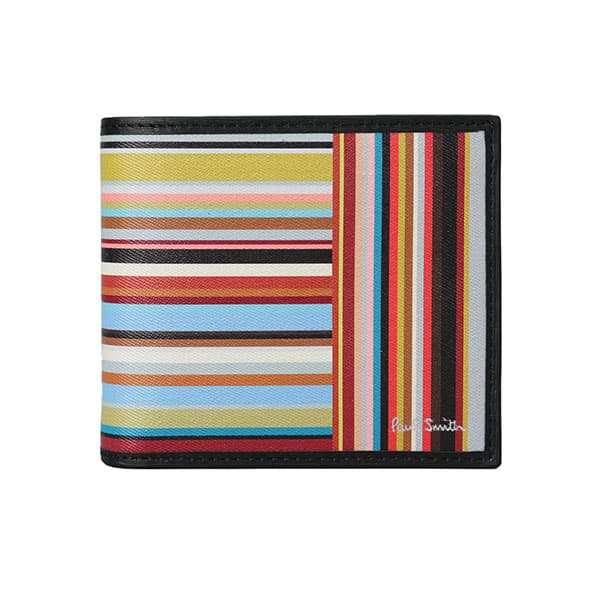 ポールスミス メンズ 二つ折り財布 ミニ財布/Paul Smith MEN WALLET BF COIN レザー ロゴ ストライプ柄 二つ折り財布 ミニ財布 送料無料/